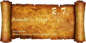 Radván Tibor névjegykártya